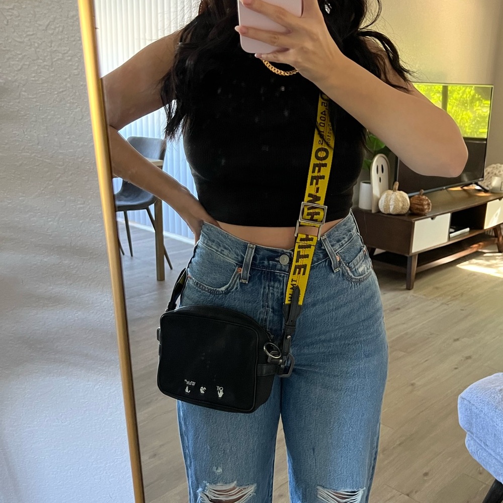 Off-White Shoulder Bag with Logo Strap